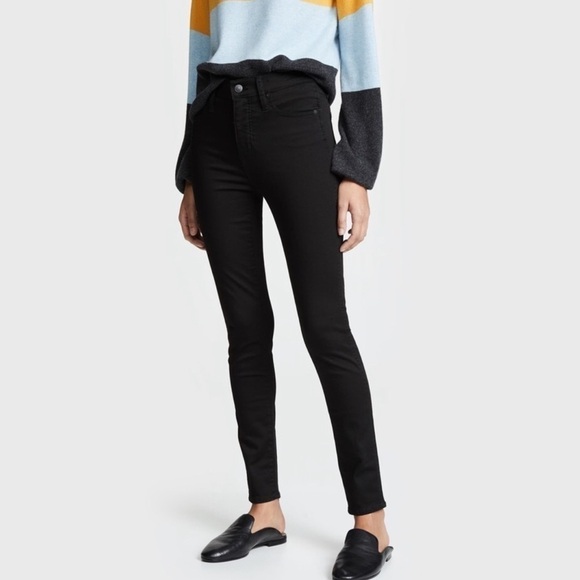 Madewell 9" Skinny Skinny High Riser Jeans Black Frost 26 Tall - Picture 1 of 14